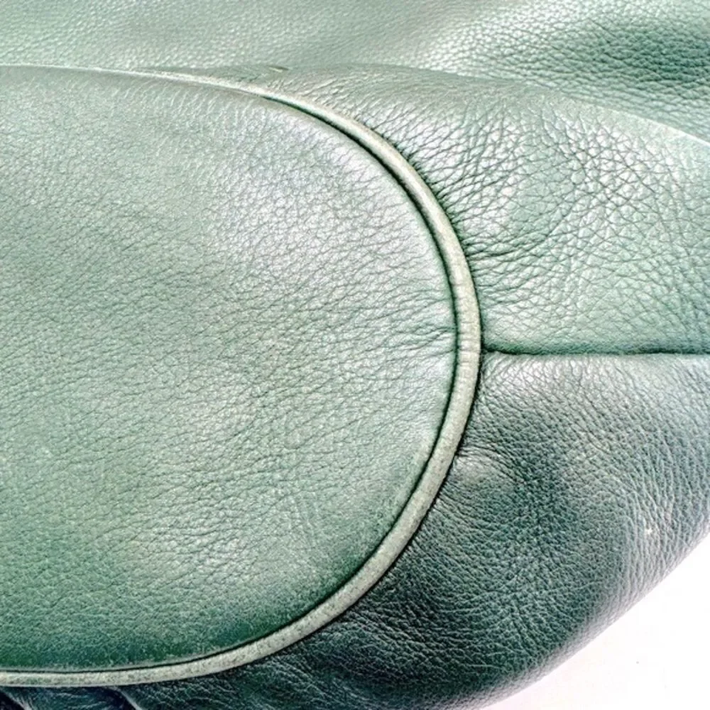 Auth Loewe Green Pebble Grain Leather Anagram Hobo Shoulder Bag Preloved Purse